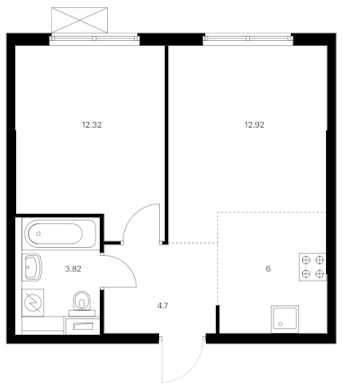 1-комнатная квартира 39.76 м², 9/12 эт., ЖК «Таллинский парк»